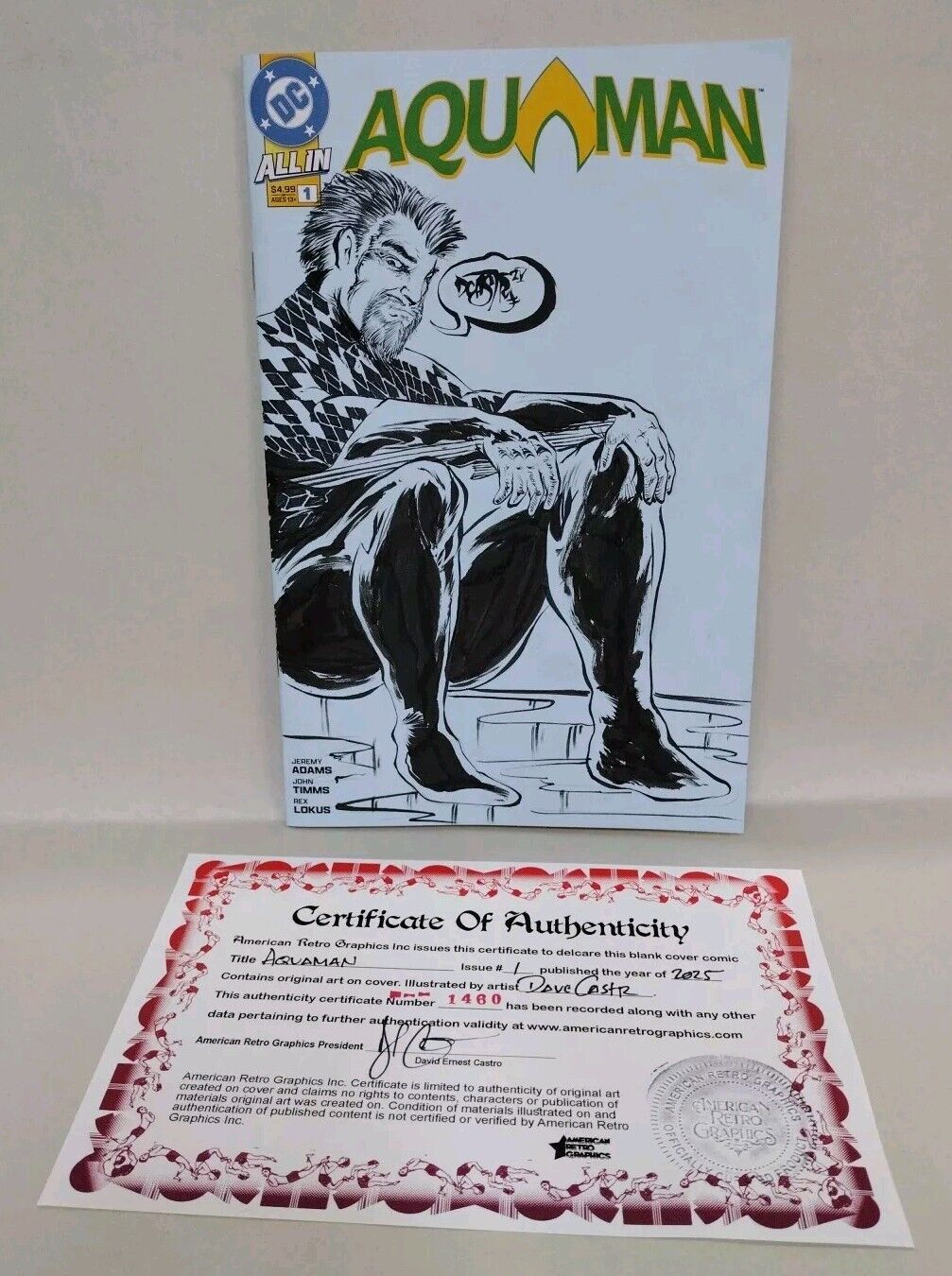 Aquaman 1 (2025) DC Comic Sketch Variant Cover W Original Dave Castr Art