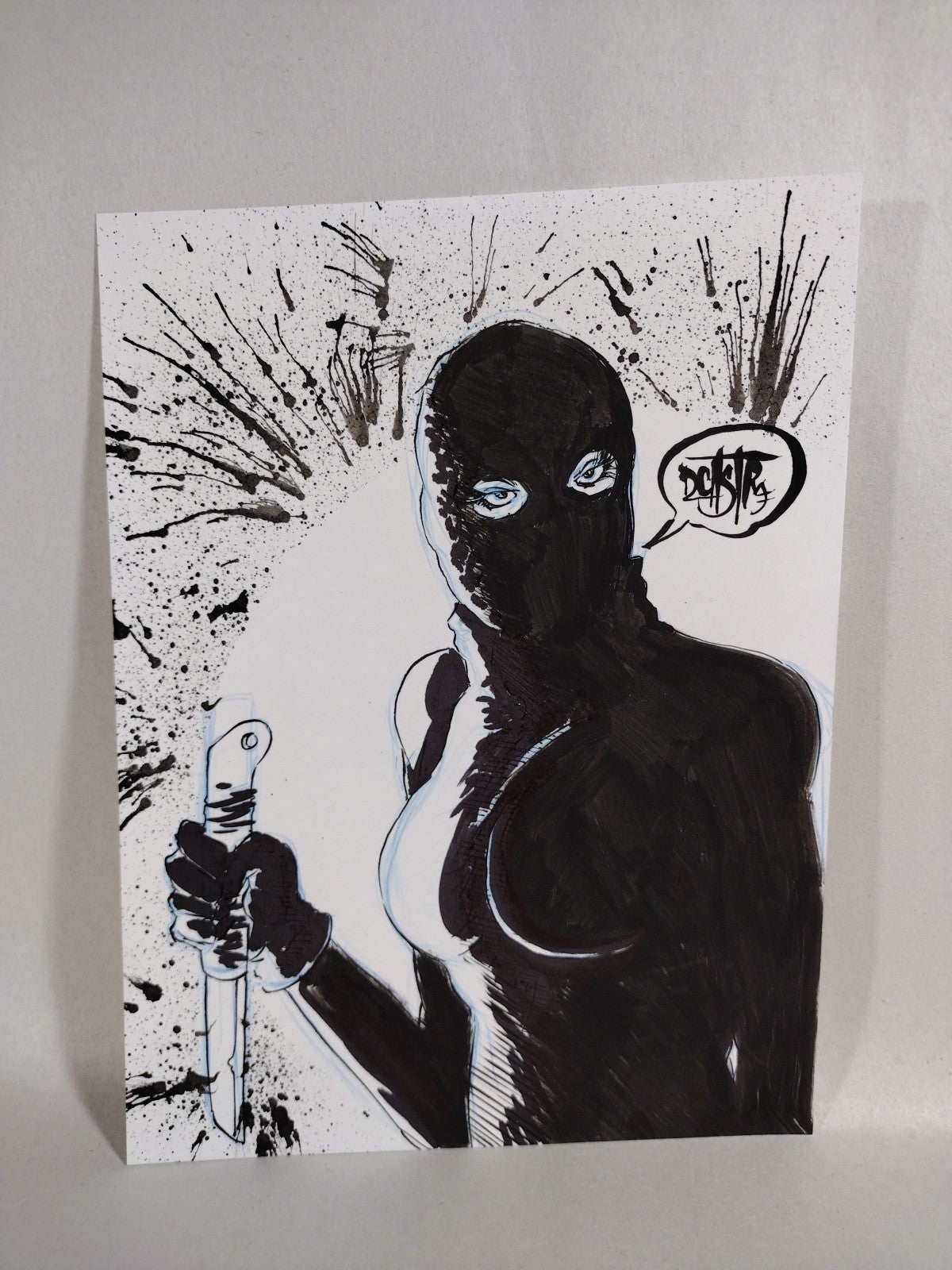 Night Killer (2023) Original 8 X 6" Dave Castr Horror Illustration Art W ARG COA