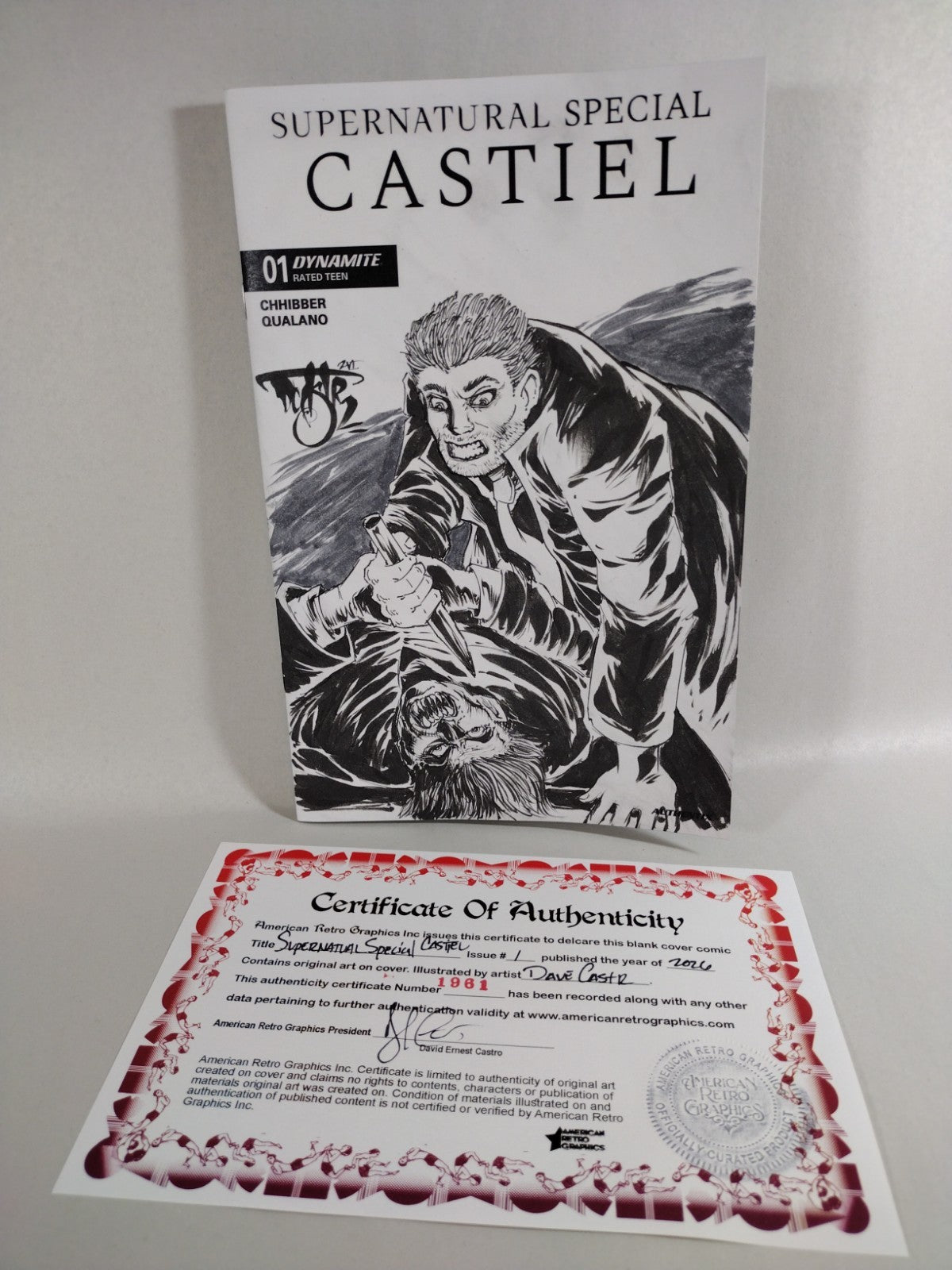 Supernatural Special Castiel #1 Dynamite Comic Sketch Cvr W Original DCastr Art