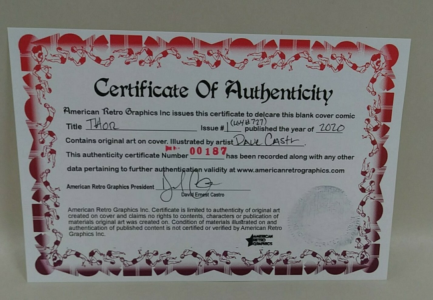 THOR #1 (2020) Marvel Sketch Cover Variant Comic W Original DCastr Art