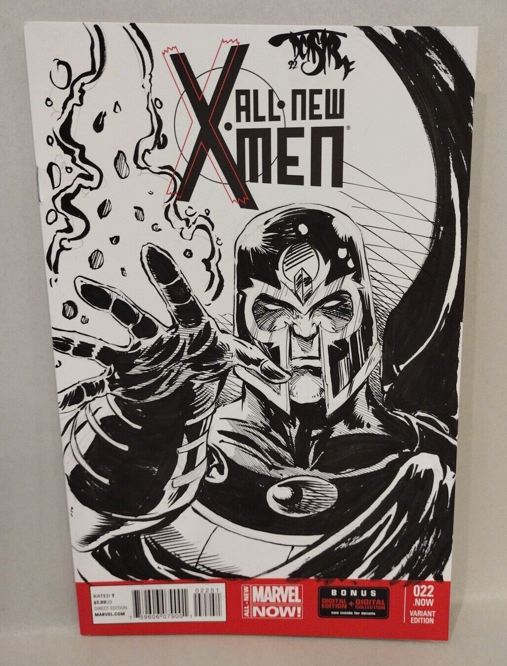 All New X-Men 22 (2014) Blank Cover Variant Comic W Original Magneto Art ARG COA