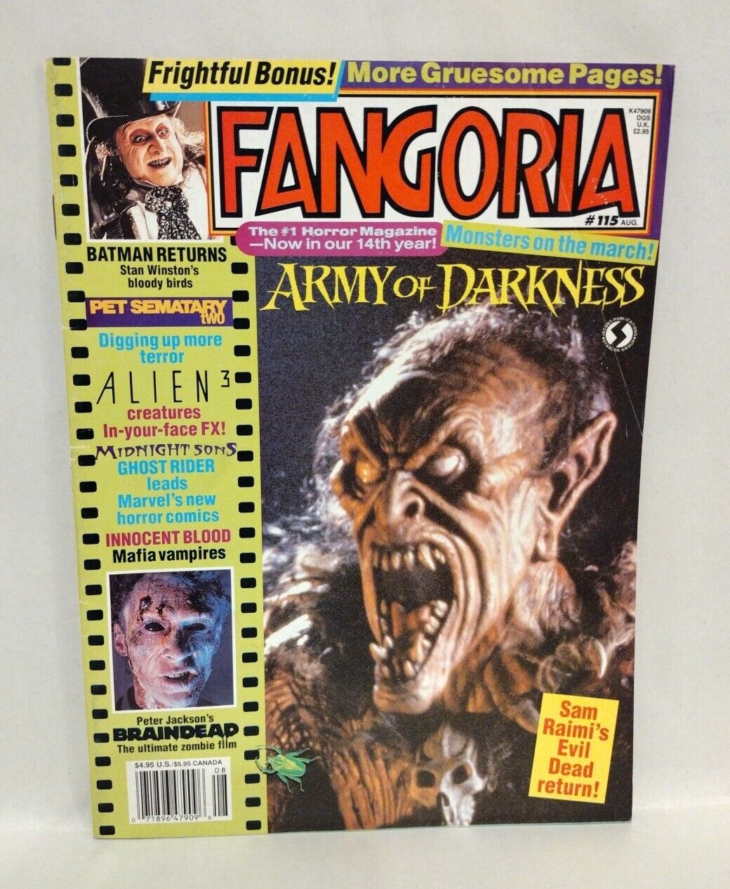 FANGORIA Magazine #115 (1992) Army Of Darkness Batman Pet Cemetery II Braindead