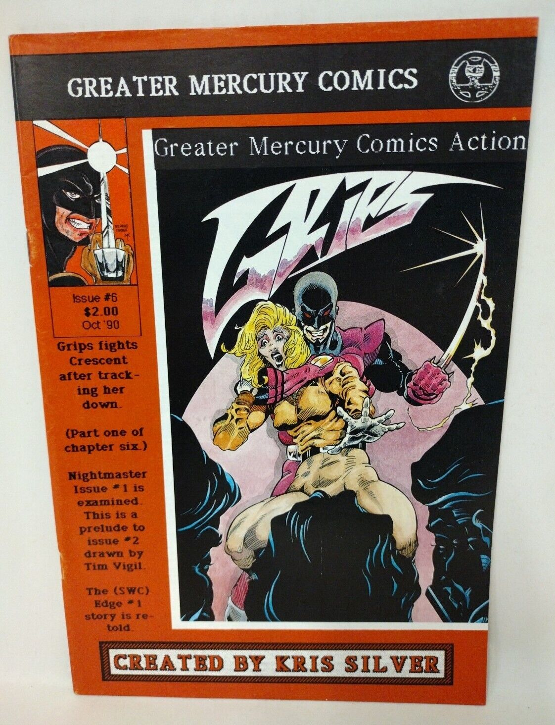 Greater Mercury Comics Action #6 (1990) featuring Grips + Night Master Rare GMC