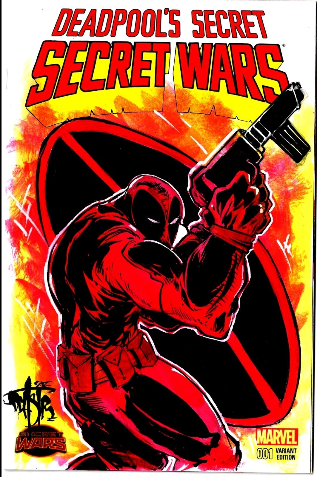 DEADPOOL'S SECRET #1 Sketch Cover Variant Marvel Comic w Original Dave Castr Art