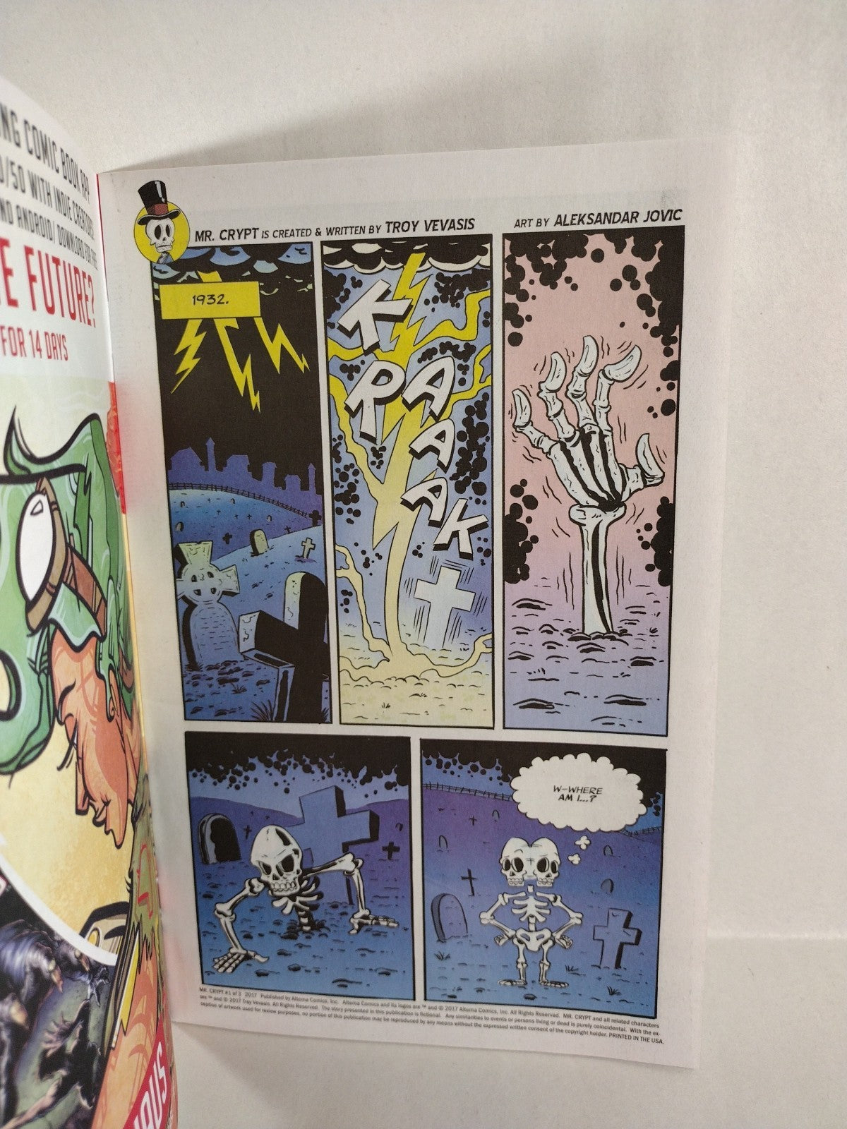 MR Crypt #1 (2017) Alterna Sketch Cover Variant Comic W Original Dave Castr Art