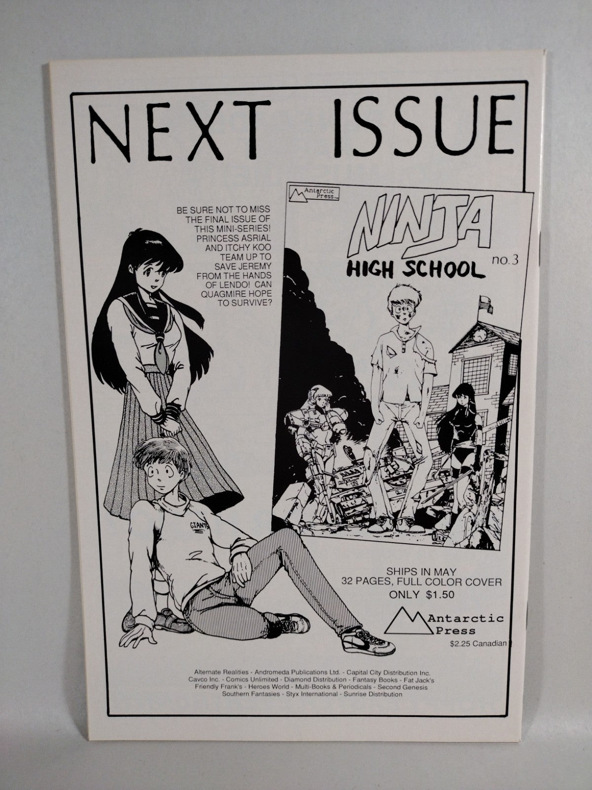 NINJA HIGH SCHOOL 1987 Complete Antarctic Comic Mini Series 1 2 3 1st Appearance