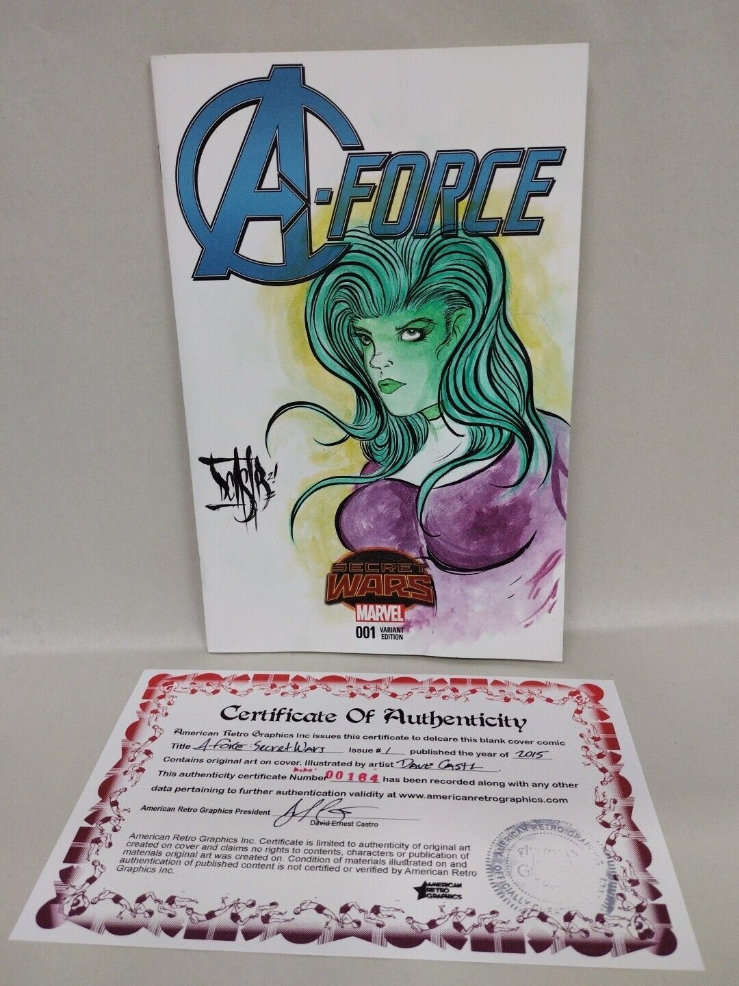 A-FORCE SECRET WARS #1 Sketch Variant Cover Comic 2015 W Original Art Dave Castr