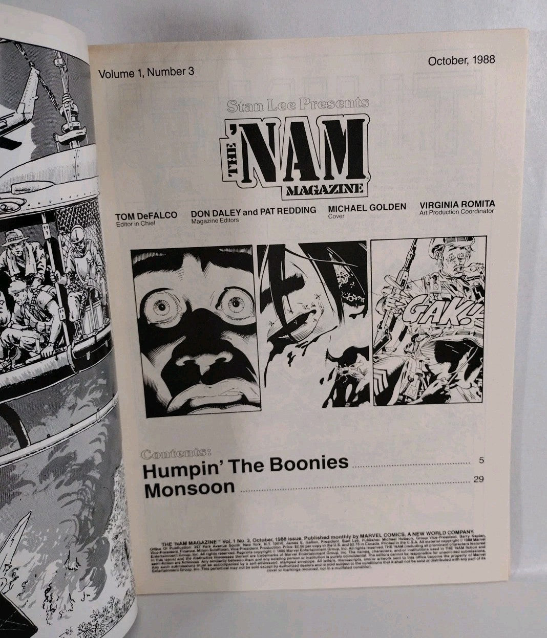 The NAM Magazine (1988) Marvel Comic Lot Set #1 2 3 4 5 Michael Golden FN