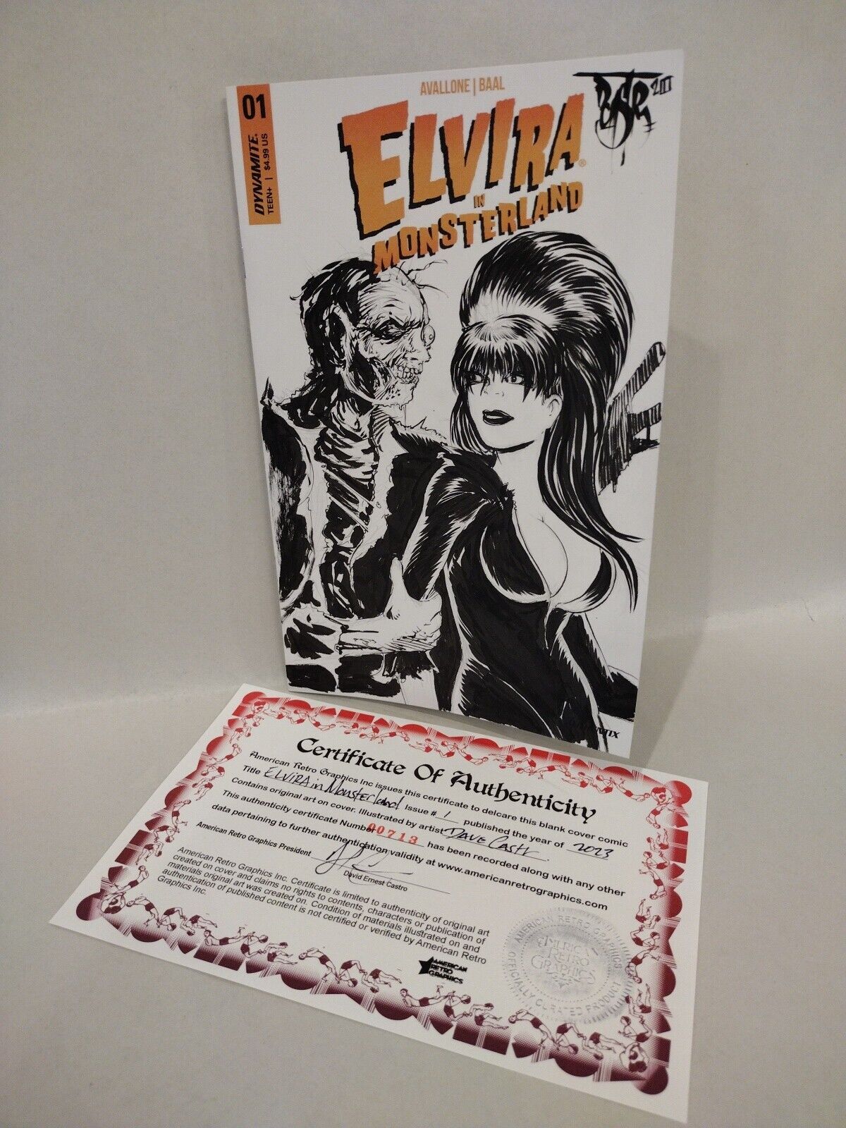 Elvira In Monsterland #1 (2023) Dynamite Comic Blank Sketch Cover w Original Art