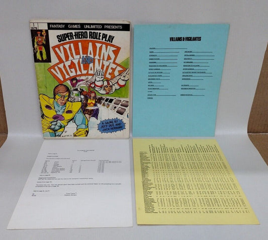 Villains and Vigilantes #1 (1979) Complete RPG Fantasy Games Unlimited Herman