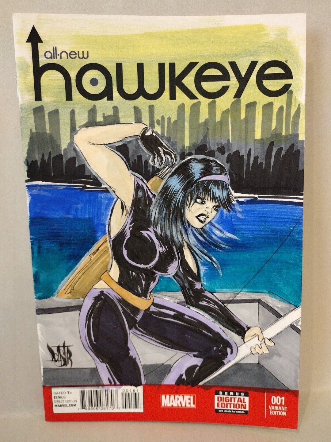 ALL NEW HAWKEYE #1 (2015) Marvel Blank Cover Variant Comic W Original DCastr Art