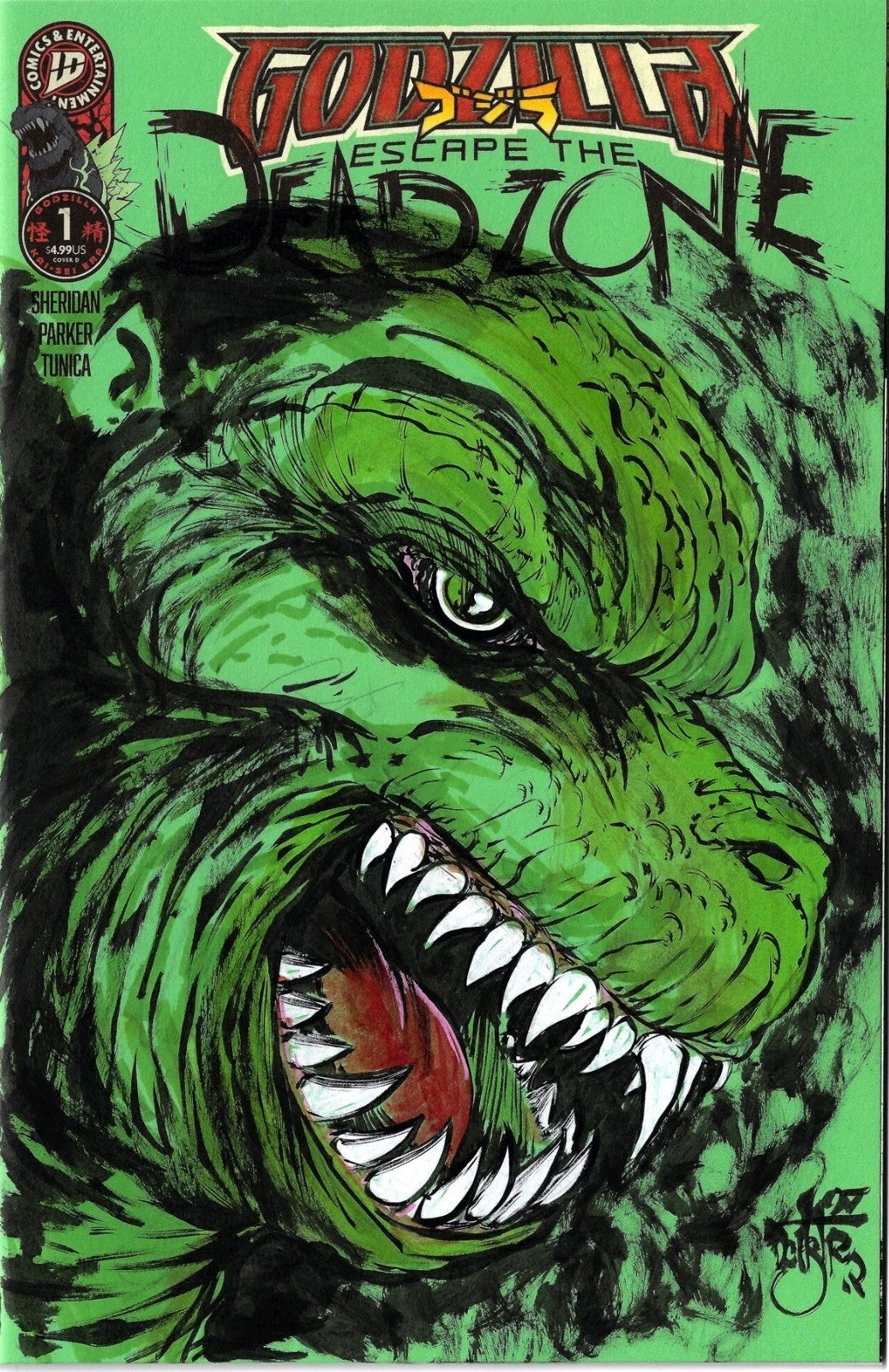 Godzilla Escape The Dead Zone #1 IDW Sketch Cover Comic W Original DCastr Art