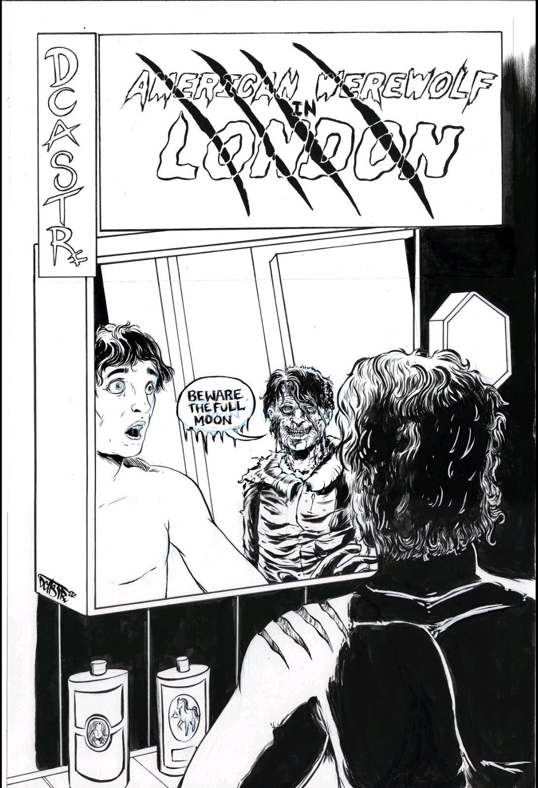 American Werewolf In London #2 (2025) Faux Comic Cover Original + Color DCastr