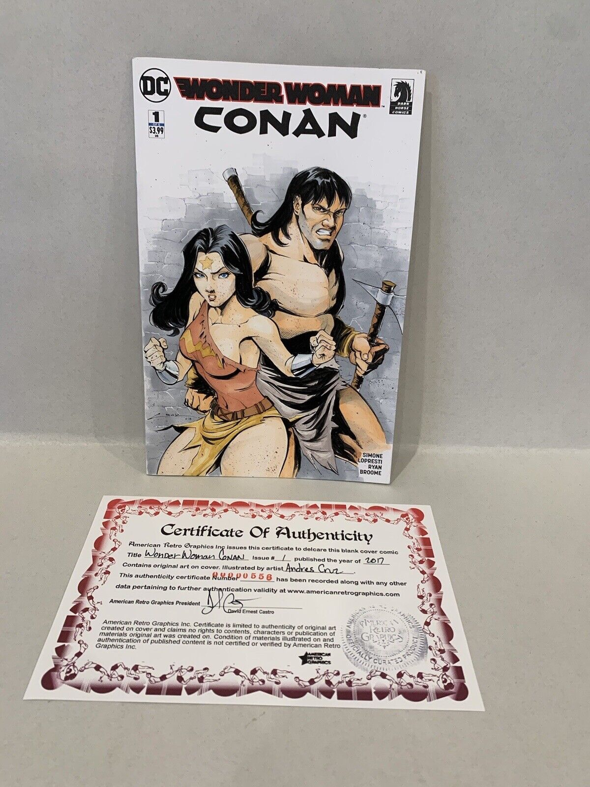 WONDER WOMAN CONAN #1 Blank Cover Variant Comic w Original ANDRES F. CRUZ Art