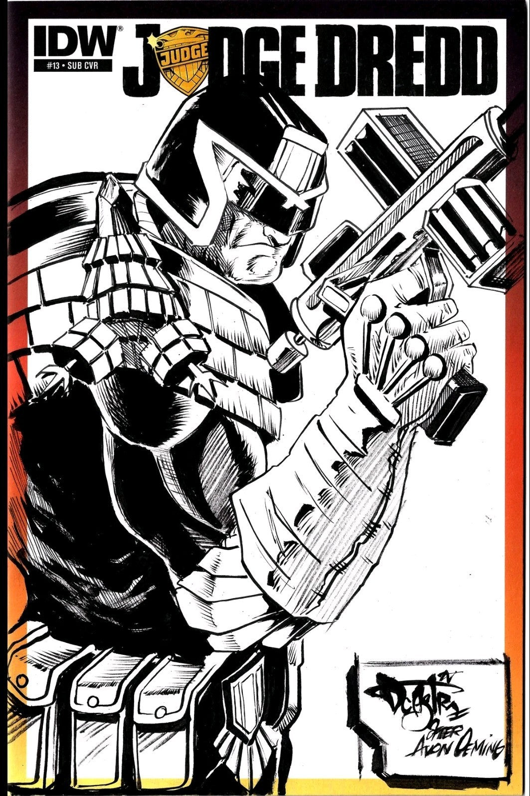 JUDGE DREDD #13 (2013) IDW Sketch Variant Cover Comic W Original Dave Castr Art