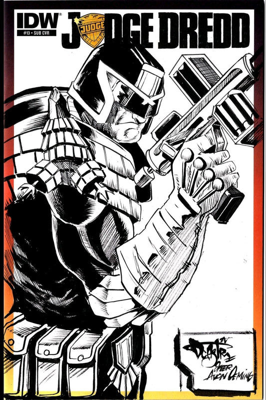 JUDGE DREDD #13 (2013) IDW Sketch Variant Cover Comic W Original Dave Castr Art