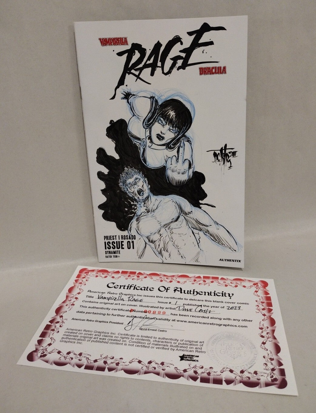 Vampirella Dracula Rage 1 (2023) Dynamite Sketch Cover W Dave Castr Original Art