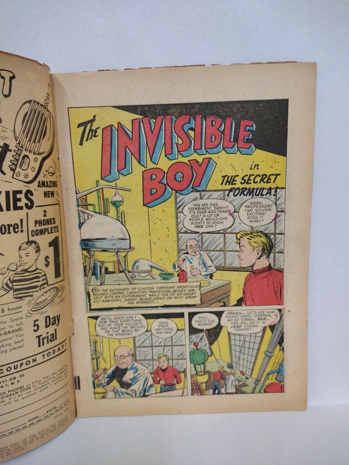 Invisible Boy #2 (1954) Approved Comics Saunders cvr Siegel Golden Age