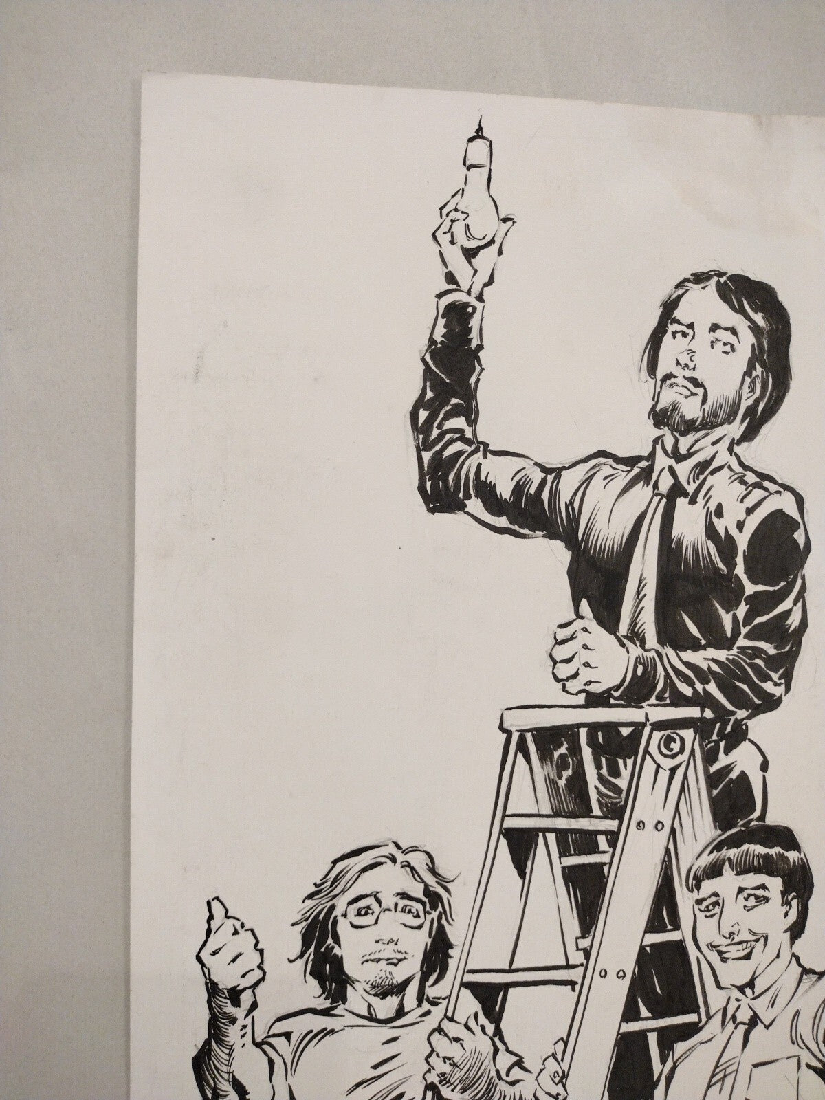 Tim Vigil Original Inked Illustration 3 Figure Character 11 X 17 Signed