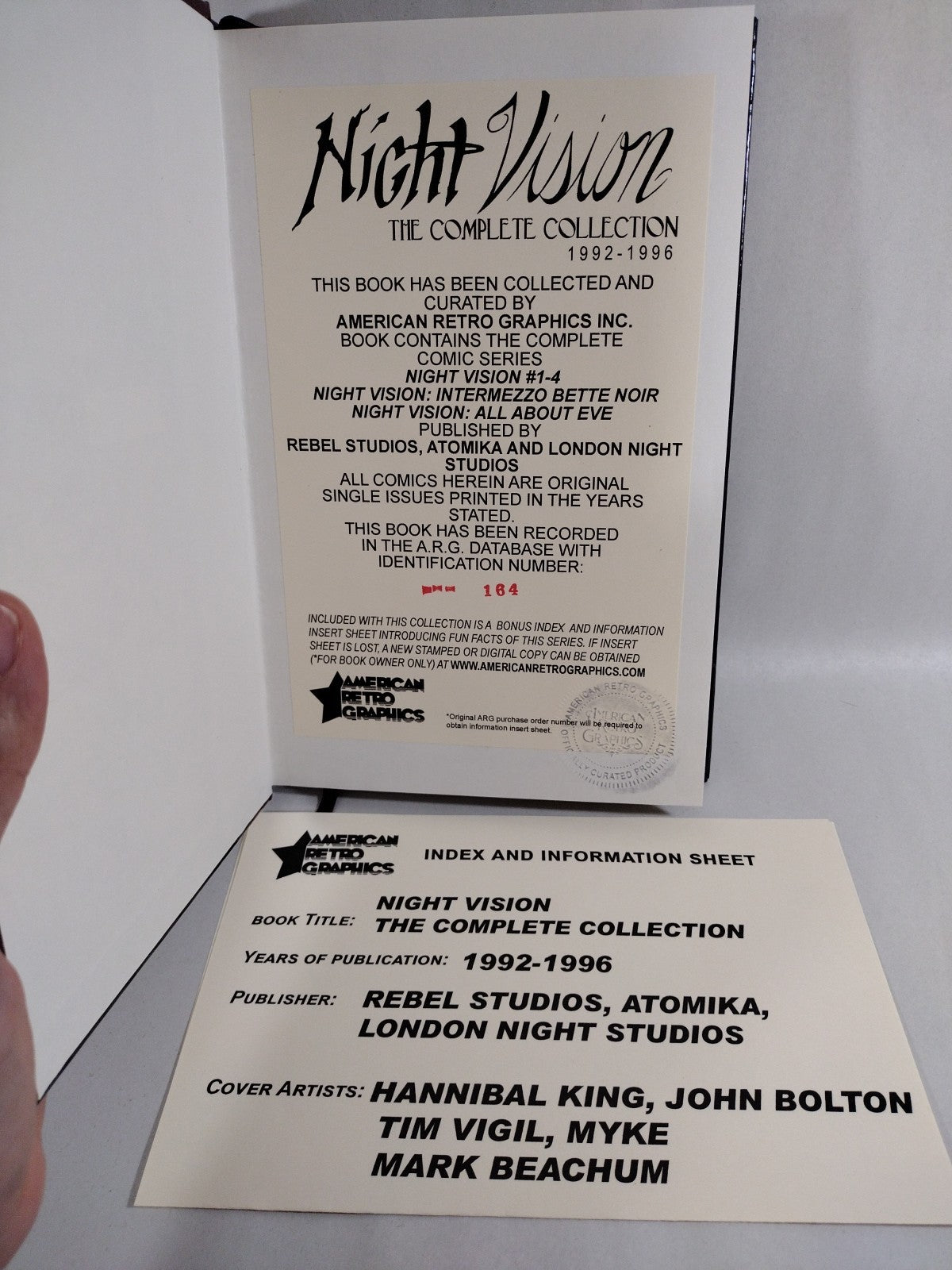 Night Vision (1992) Complete Rebel Studios Custom Bound Comic Hardcover ARG