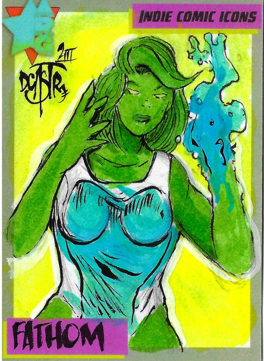 Indie Comic Icons (2023) ARG Sketch Card w Original Elementals Fathom Art DCastr