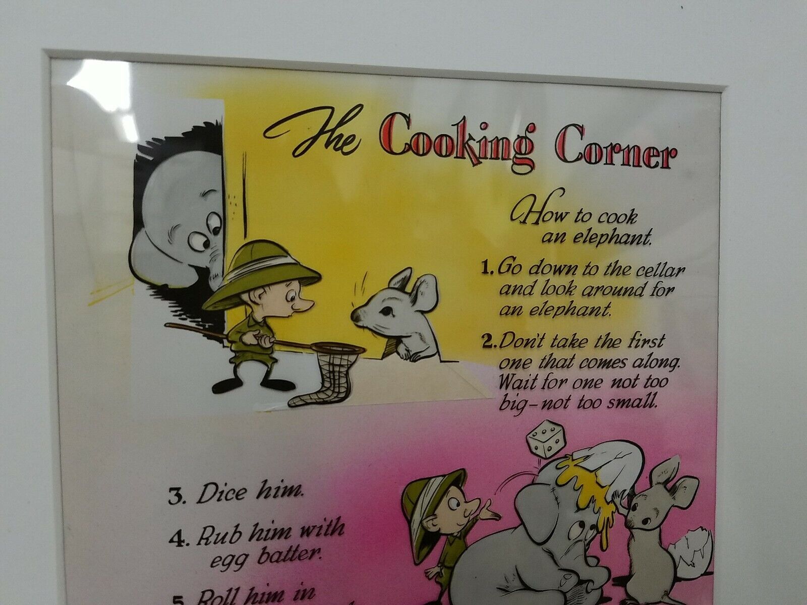 "Cooking Corner" Kitchen Decor Cartoon Art 2 Piece Clear Film with Background
