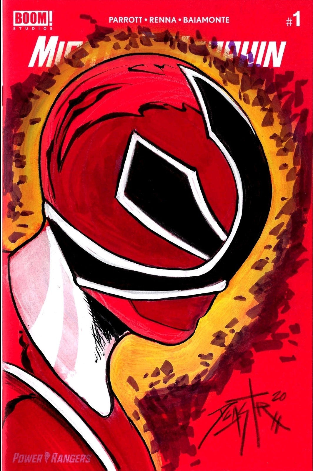 MIGHTY MORPHIN #1 (2020) Red Sketch Cover Variant Comic W DCastr Red Ranger Art