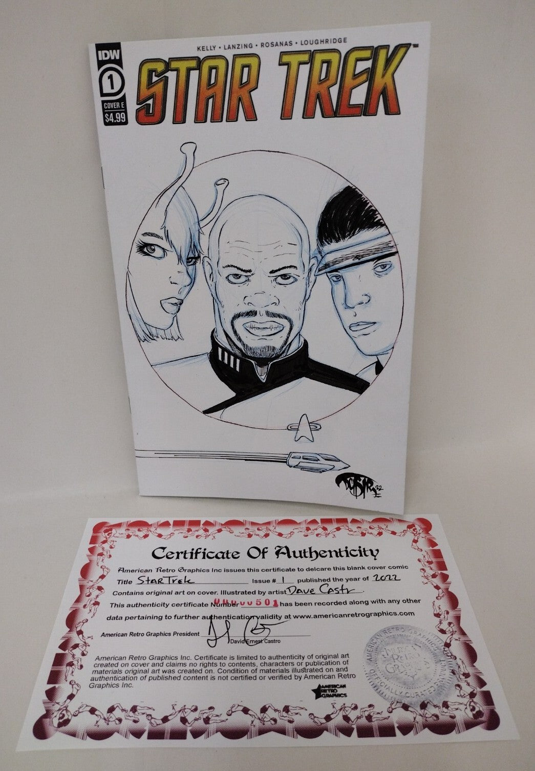 Star Trek #1 (2022) IDW Sketch Cover Variant Comic W Original Dave Castr Art ARG