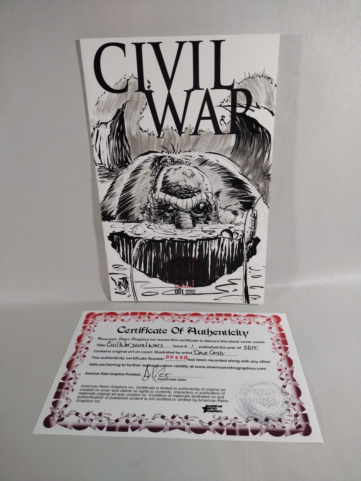 CIVIL WAR #1 (2015) Marvel Sketch Variant W Original Art DCastr Man-Thing Art