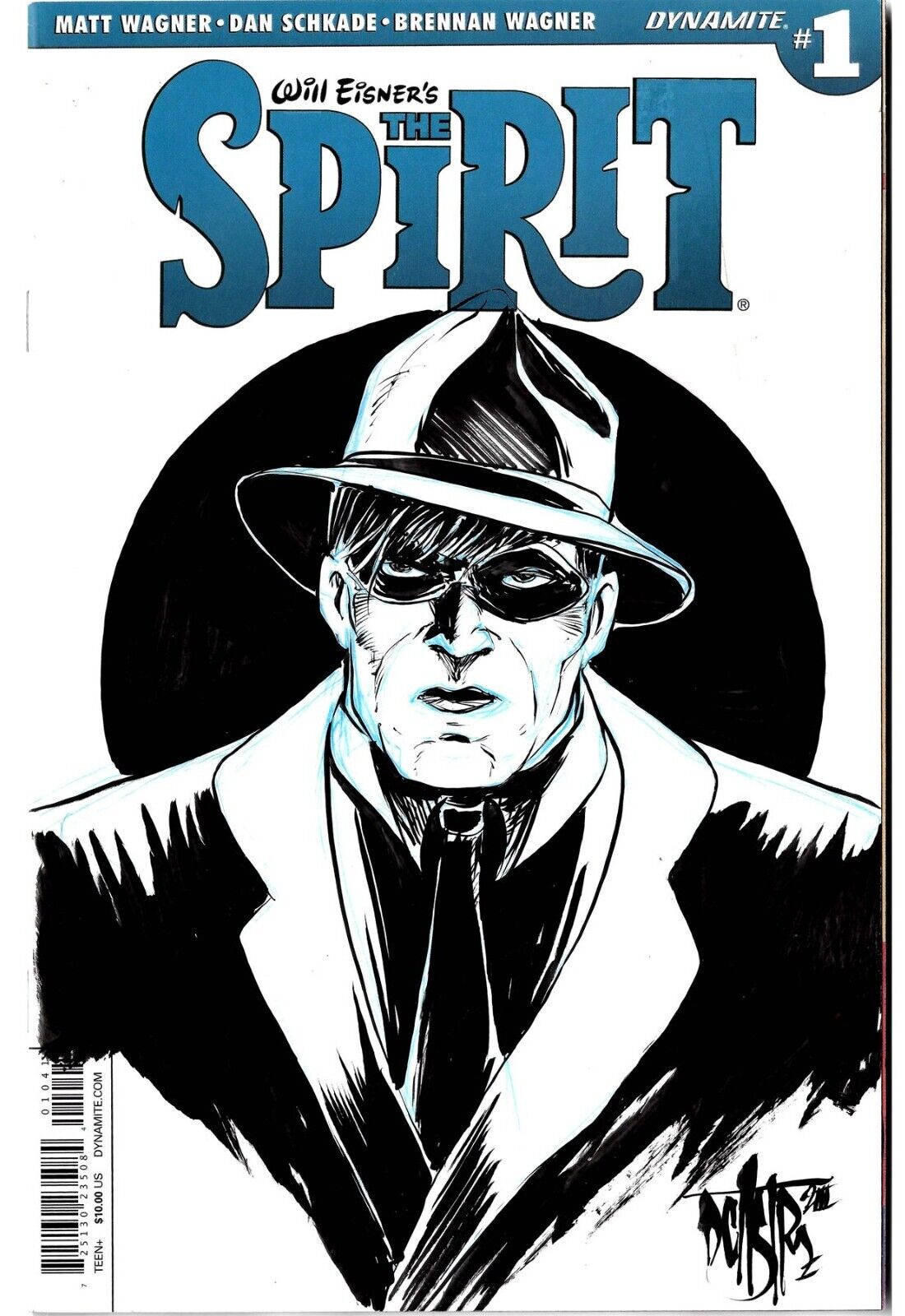 The Spirit #1 Blank Sketch Variant Cover Comic 2015 W Original Art Dave Castr