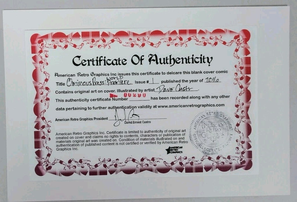 Ominous Press World Premiere #1 Sketch Cover Variant Comic W Original DCastr Art