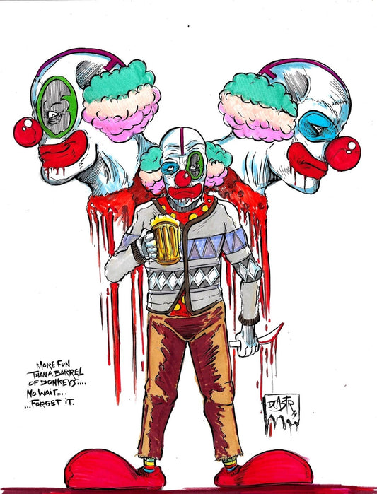 Yuk Yuk 9x 12" Original Dave Castr Clown Horror Color Concept Art Illustration