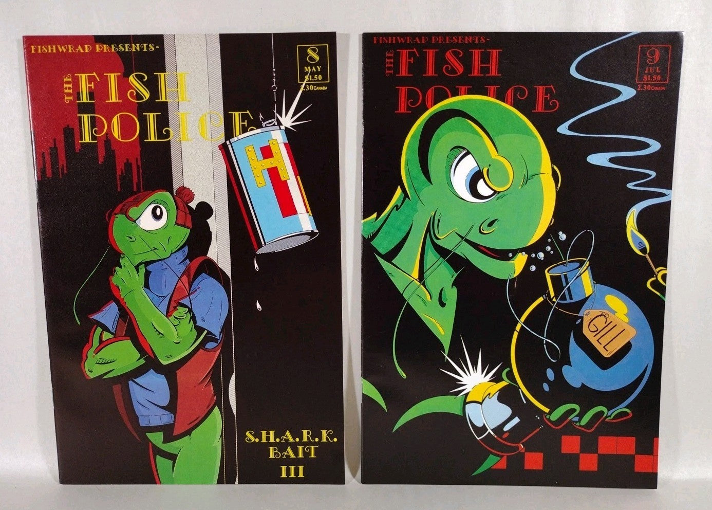 FISH POLICE (1986) Fishwrap Comic Lot #1 2 3 4 5  7 8 9 10 Special 1 Hairballs