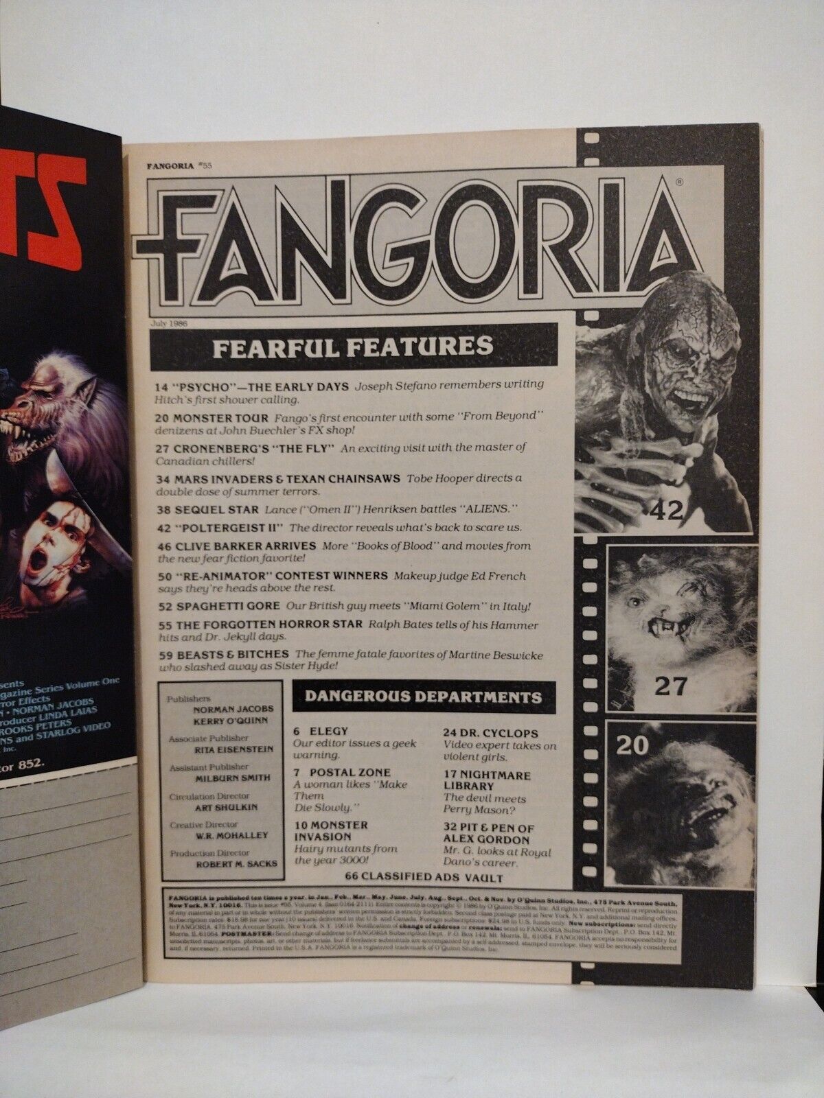 Fangoria Magazine #55 (1986) Starlog Invaders From Mars Poltergeist II Aliens