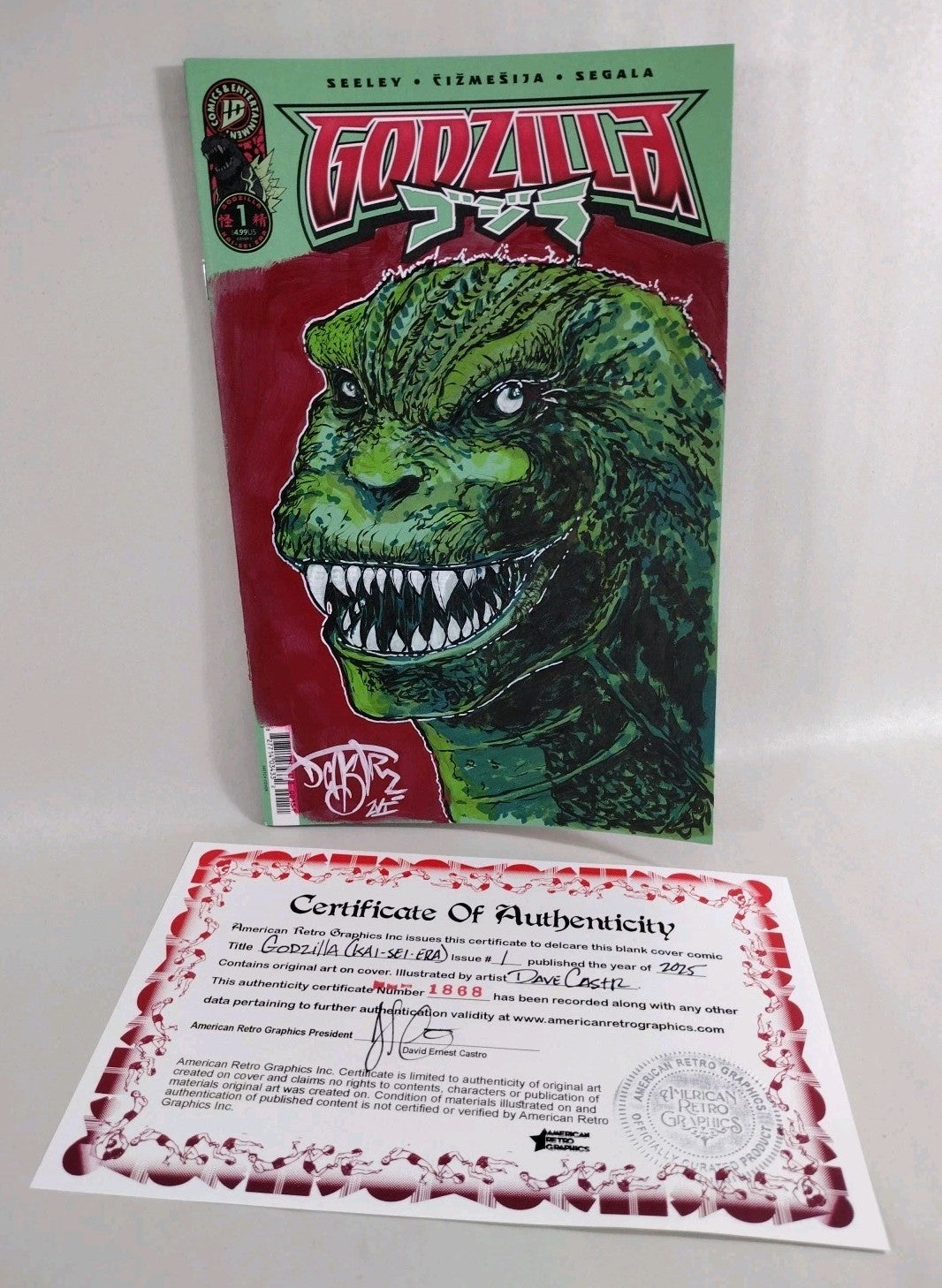 Godzilla #1 (2025) IDW Sketch Cover Variant Comic W Original Dave Castr Art