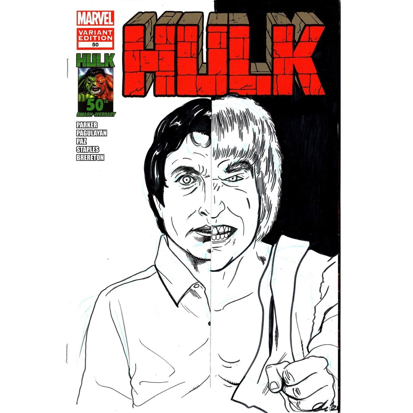 Hulk # 50 (2012) Blank Cover Comic W Original Gregory Woronchak Art ARG COA 317