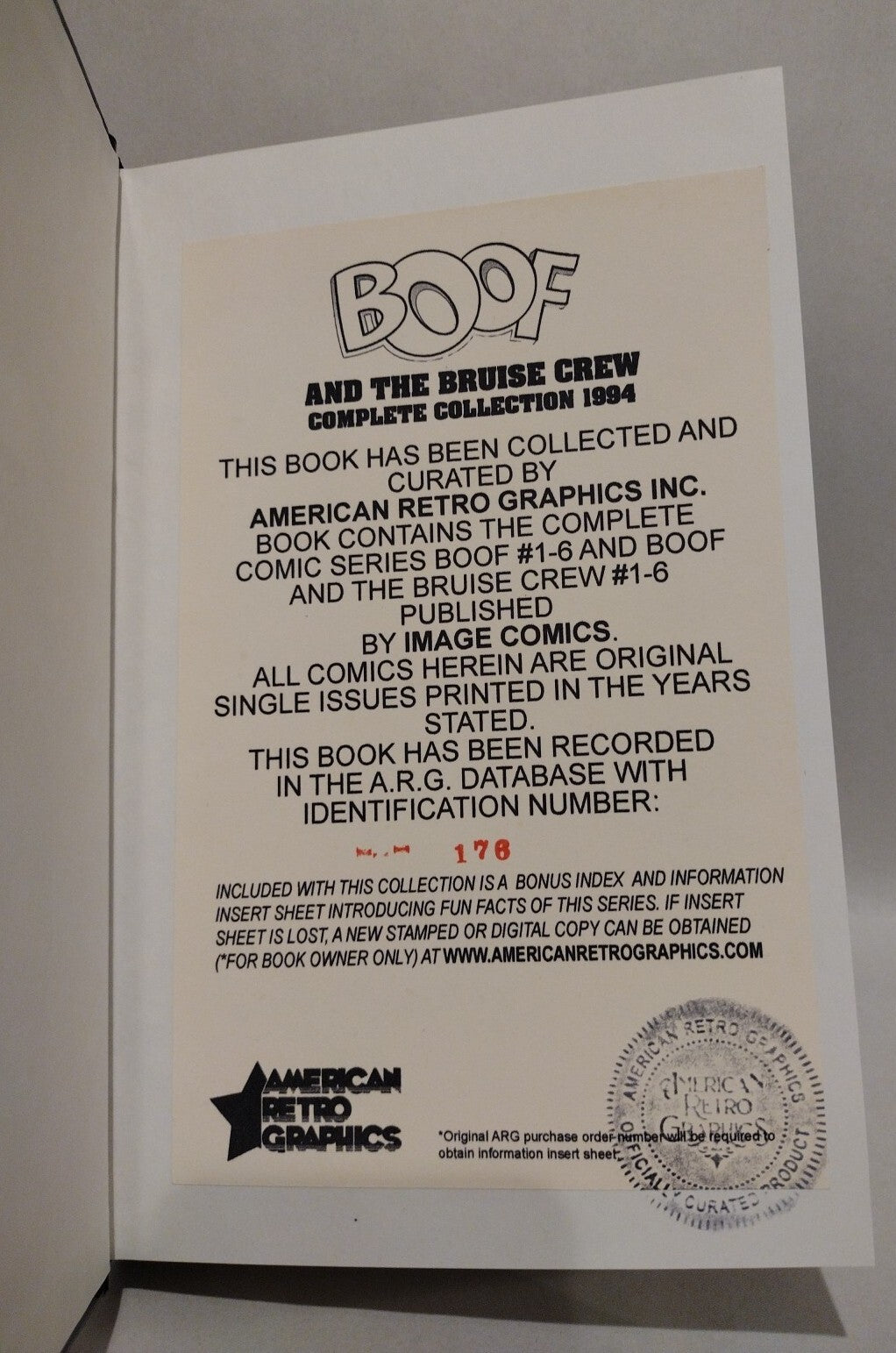 Boof & The Bruise Crew 1994 Complete Collection Custom Bound Image Comic HC ARG