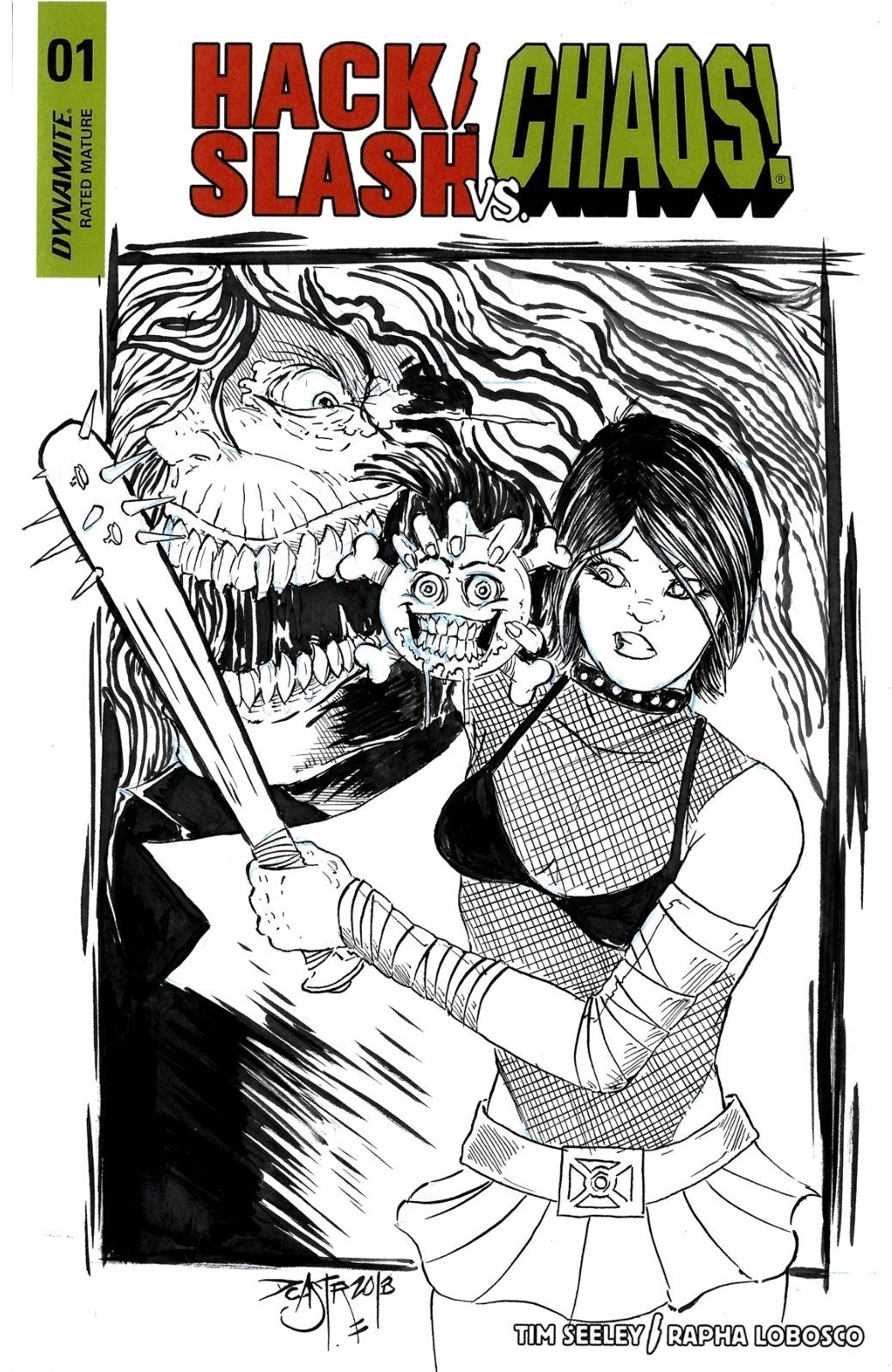 Hack Slash Vs Chaos #1 Dynamite Comic Sketch Variant Cover W Original DCastr Art