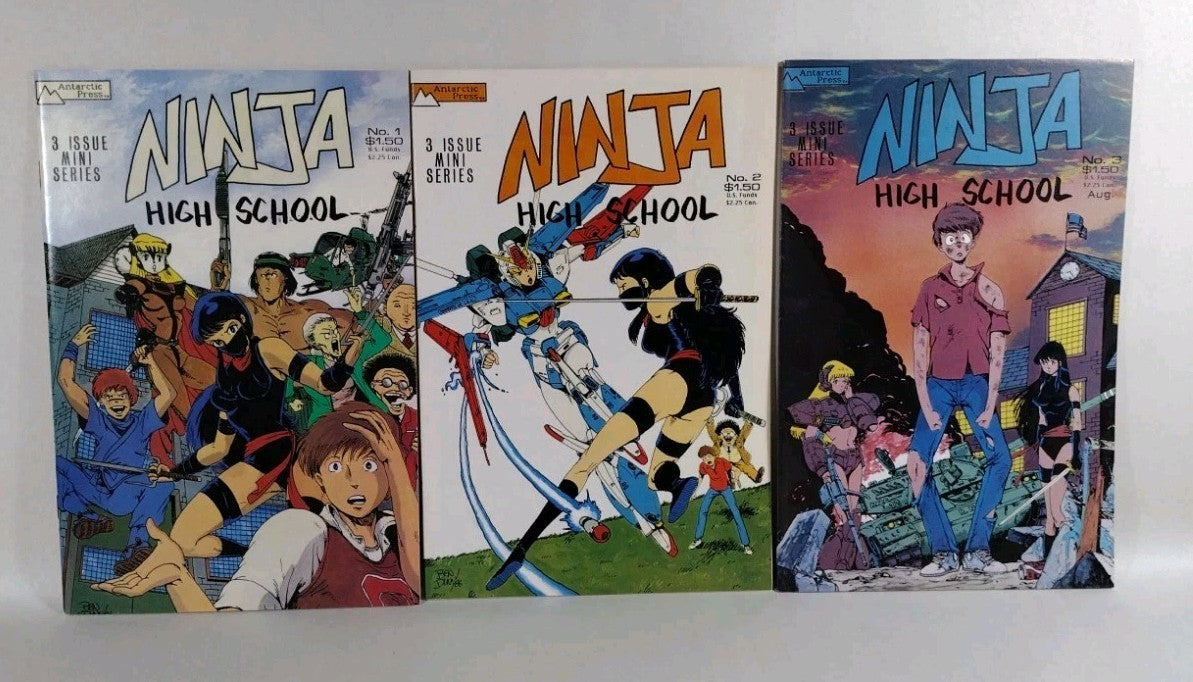 NINJA HIGH SCHOOL 1987 Complete Antarctic Comic Mini Series 1 2 3 1st Appearance