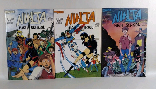 NINJA HIGH SCHOOL 1987 Complete Antarctic Comic Mini Series 1 2 3 1st Appearance