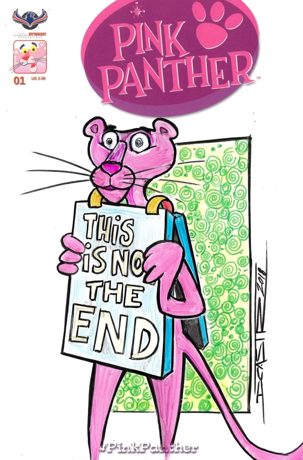 Pink Panther #1 (2016) American Mythology Sketch Cover Var W Original DCastr Art