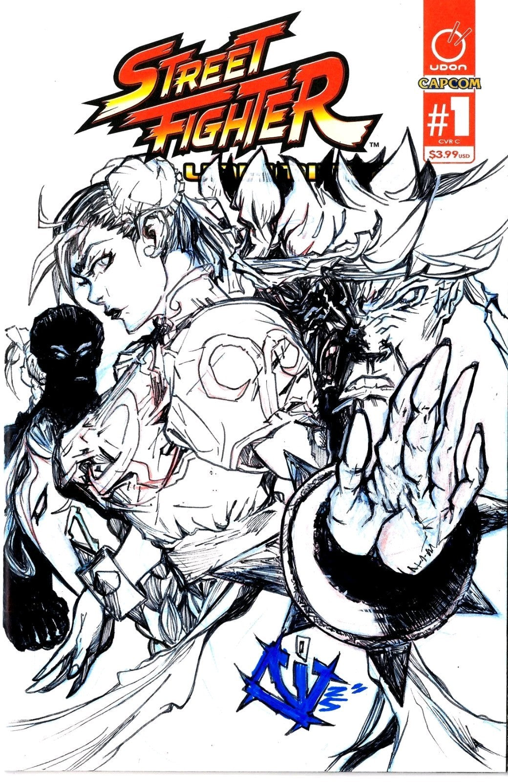 Street Fighter Unlimited 1 Sketch Cover Var Comic W Original Jose Guillen Art