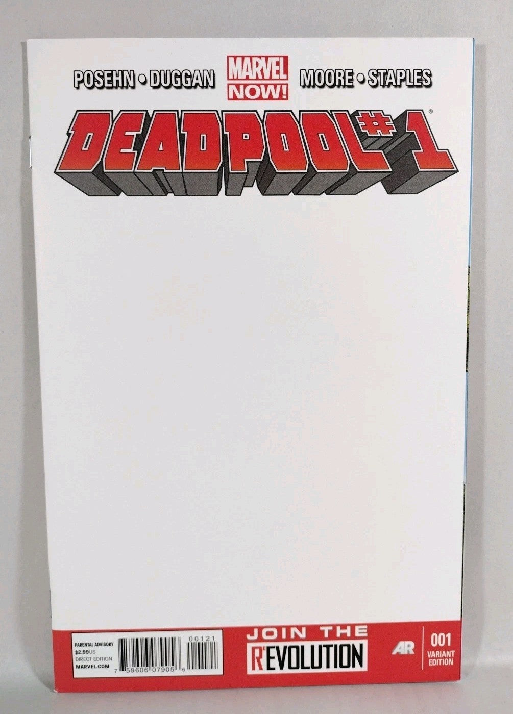 Deadpool 1 (2013) Marvel Comic Blank Sketch Variant Cover Brian Posehn Duggan NM