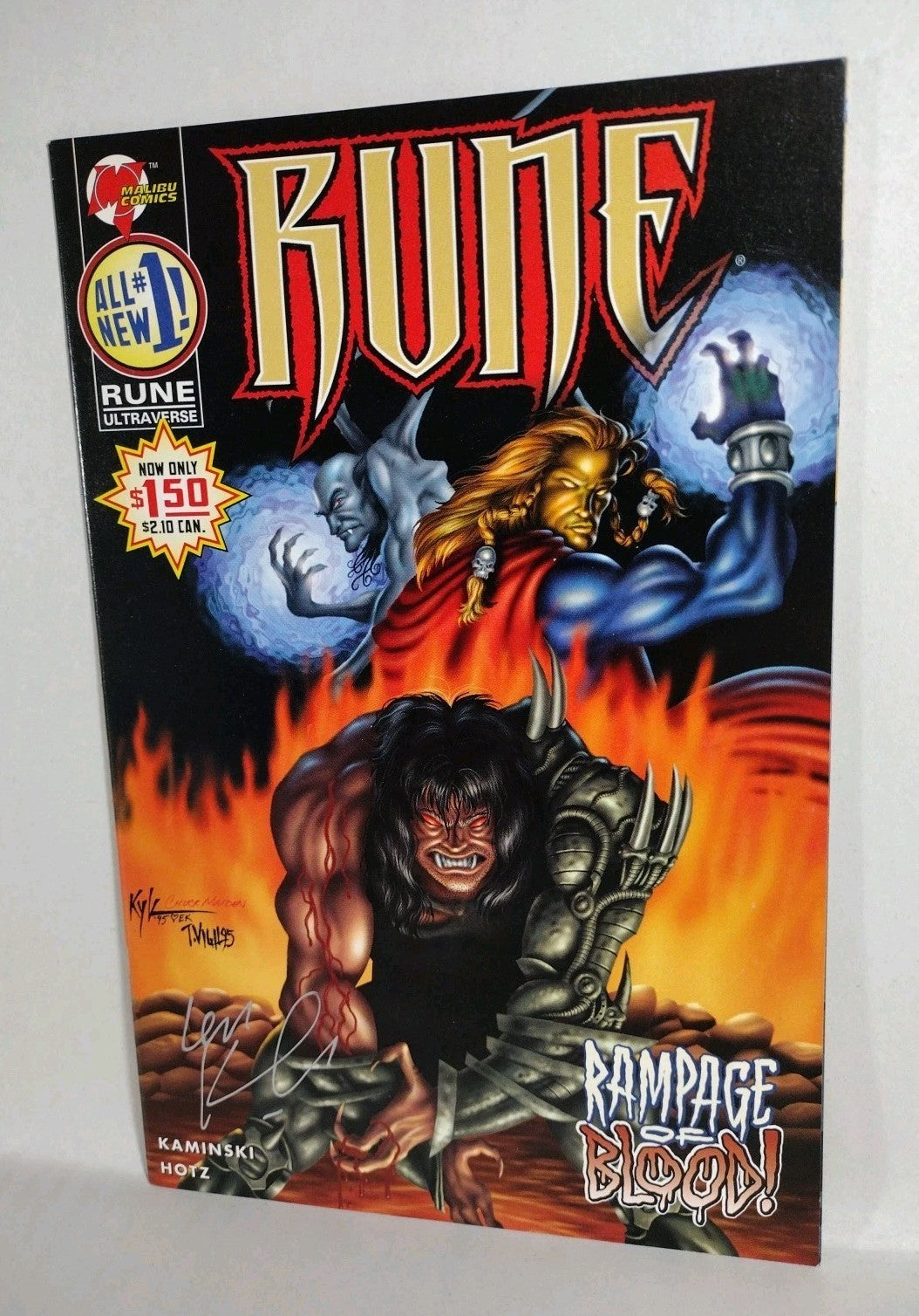Rune #1 (1995) Vol 2 Malibu Comic Kyle Hotz Tim Vigil Signed Len Kaminski W COA