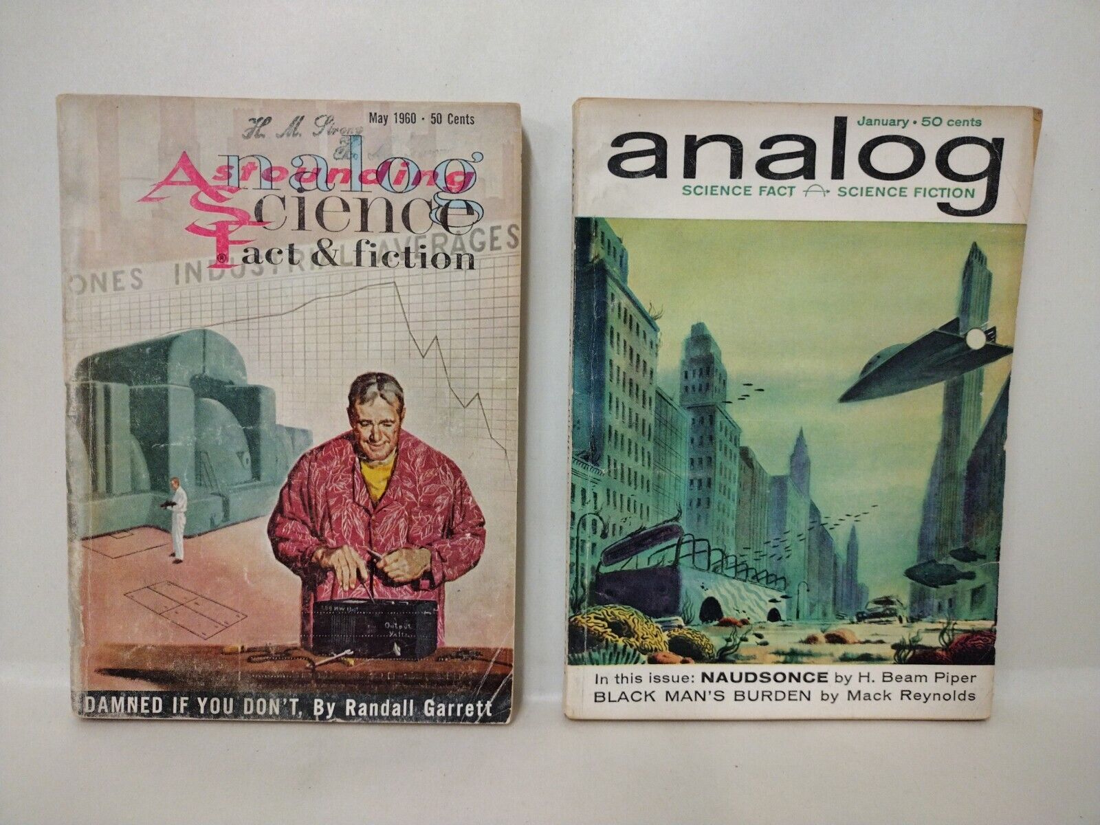 Analog Science Fact Fiction Lot of 7 Pulp Novels 1960-1976 Poul Anderson Aliens