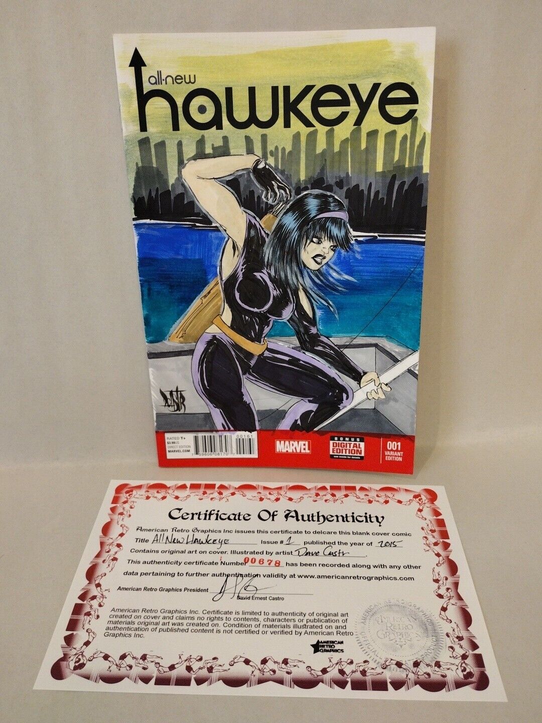 ALL NEW HAWKEYE #1 (2015) Marvel Blank Cover Variant Comic W Original DCastr Art