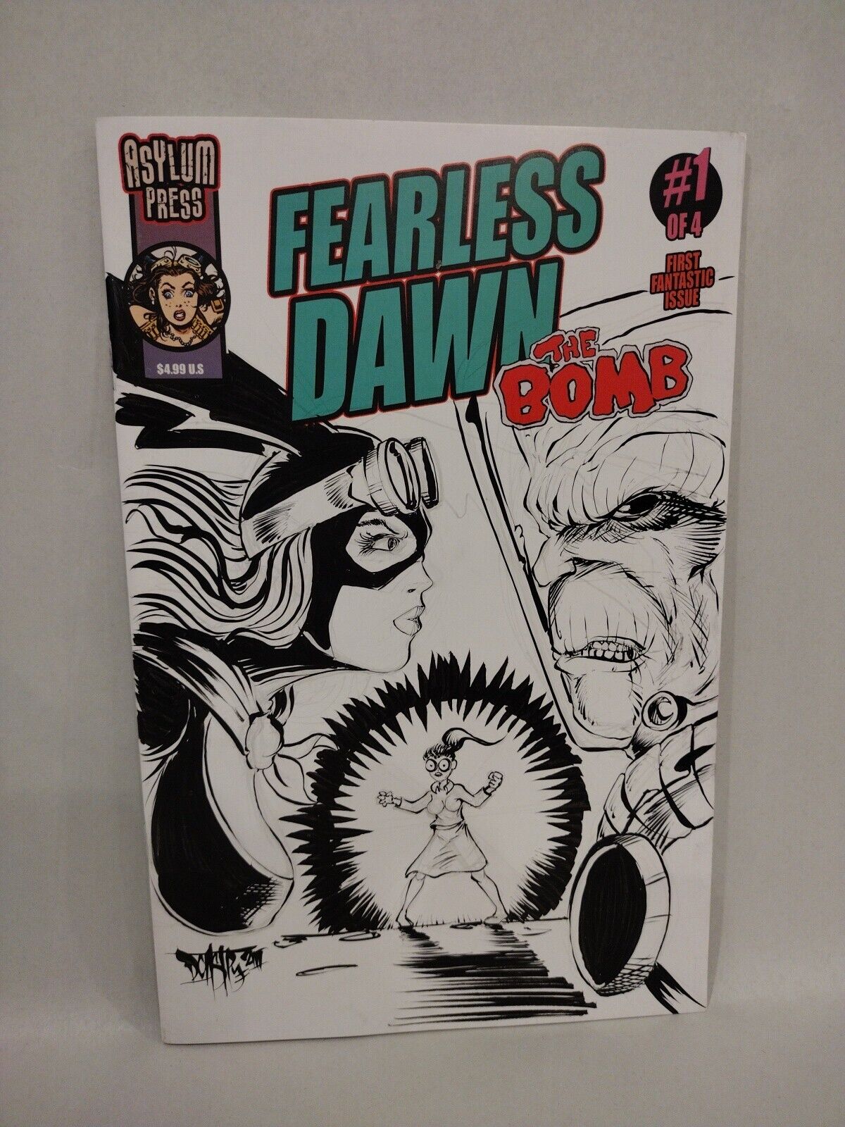 Fearless Dawn The Bomb #1 (2023) Asylum Press Blank Sketch Cover W Original Art