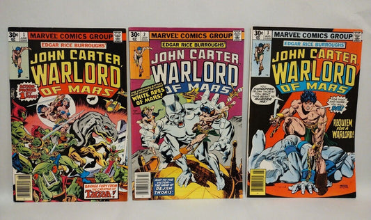 John Carter Warlord Of Mars (1977) Marvel Comic Lot #1 2 3