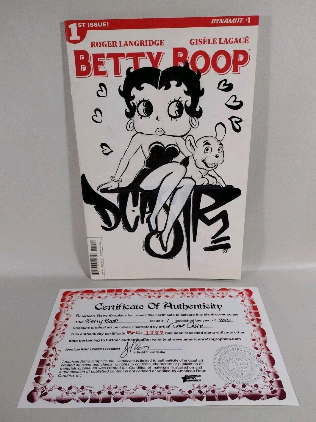 Betty Boop #1 (2016) Dynamite Sketch Cover Variant W Original Dave Castr Art
