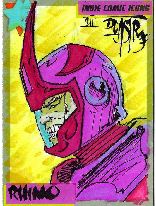 Indie Comic Icons Sketch Card w Original Rhino Beasties Art DCastr (2023) ARG